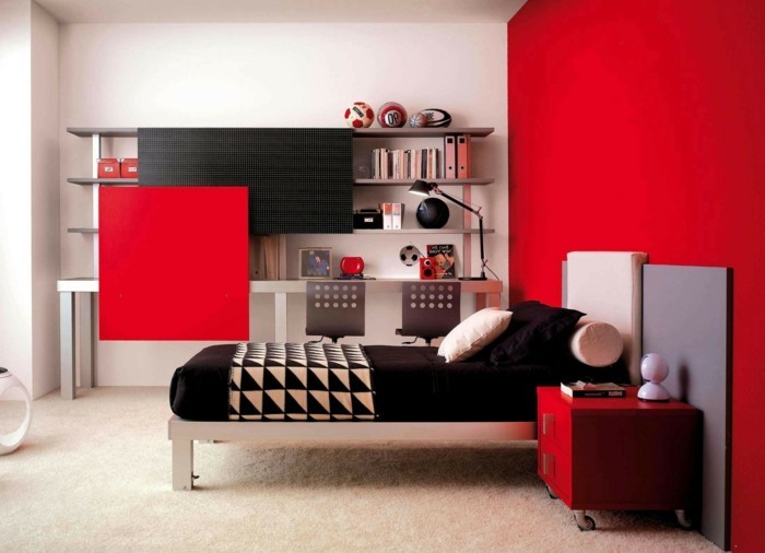 modernes-schickes-schlafzimmer-in-weiß-und-rot-wandfarben-vorschläge