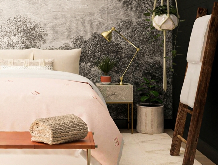 schlafzimmer ideen modern wanddeko ideen graue wandtapete einrichtung in industrial stil schlafzimmerdeko