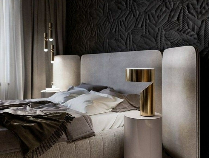 schlafzimmer ideen wandgestaltung zimmer dekorieren zimmereinrichtung ni weiß und schwarz goldene akzente desginer eirnichtung