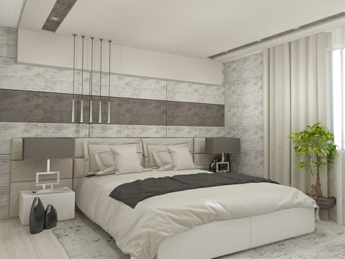 schlafzimmer tapeten ideen zimmergestaltung in weiß und grau moderne einrichtung wohnung dekorieren