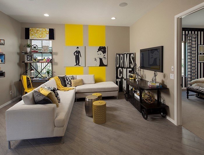 Wohnzimmer-Ideen-mit-Gelb-auffällige-Gestaltung