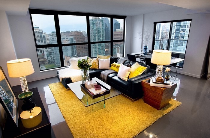 Wohnzimmer-Ideen-mit-Gelb-außergewöhnliche-Gestaltung