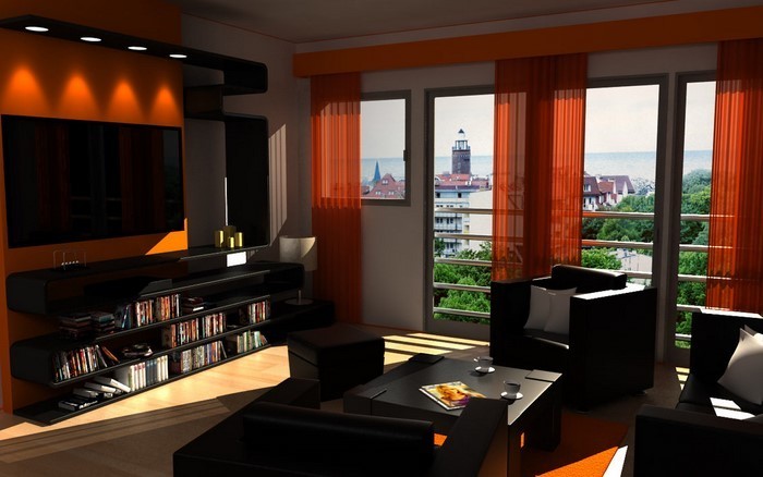 Farben f\u00fcr Wohnzimmer in Orange: 80 Wohnideen!