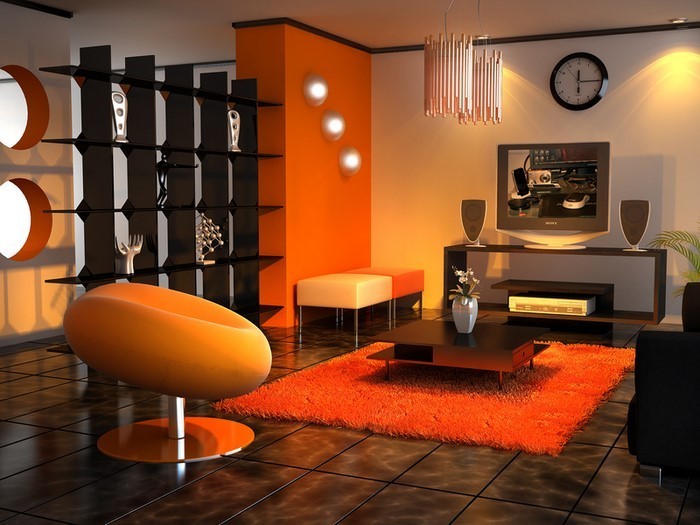 Farben-für-Wohnzimmer-in-Orange-Ein-verblüffendes-Interieur