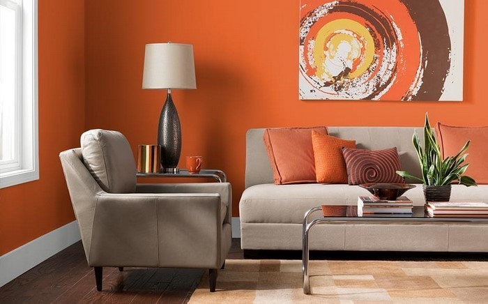 Farben-für-Wohnzimmer-in-Orange-Eine-verblüffende-Deko