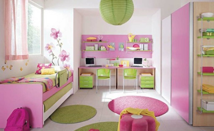 Kinderzimmer-Mädchen-grün-und-rosa