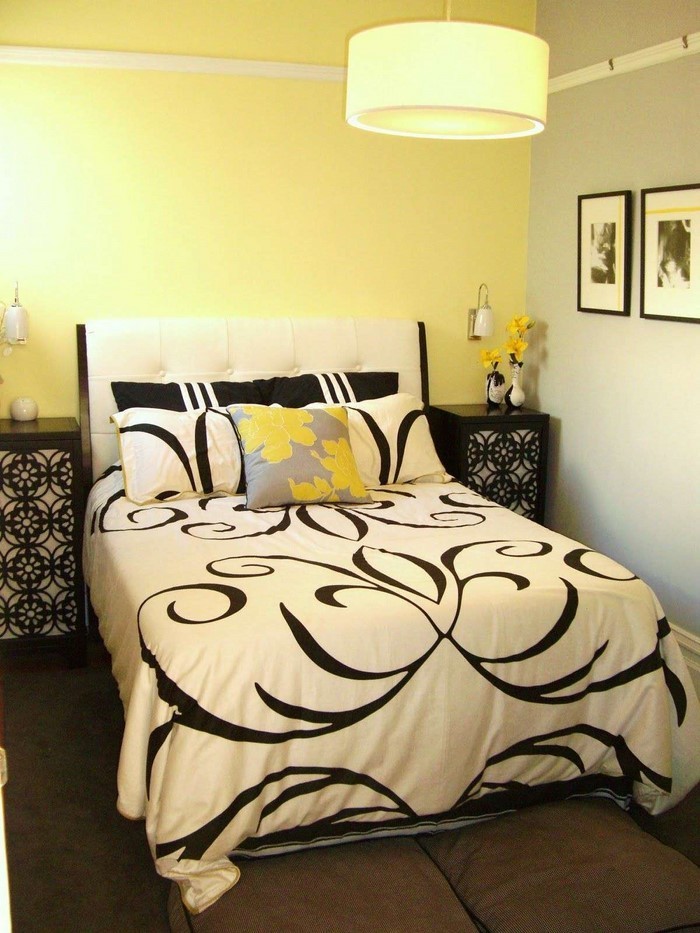 Schlafzimmer-farblich-gestalten-mit-Gelb-Eine-auffällige-Deko