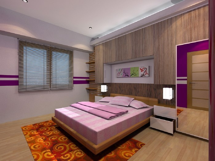 Schlafzimmer-lila-Eine-auffällige-Dekoration