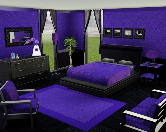 Schlafzimmer-lila-Eine-außergewöhnliche-Ausstattung