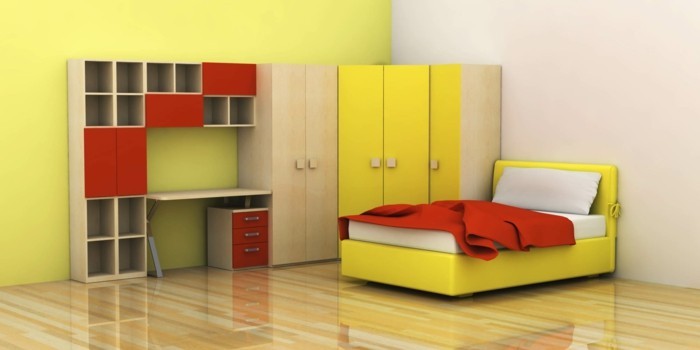 Schöne-Kinderzimmer-in-gelber-Farbe