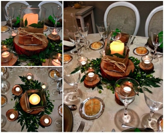 Tischdeko-aus-Holz-als-Kerzenständer