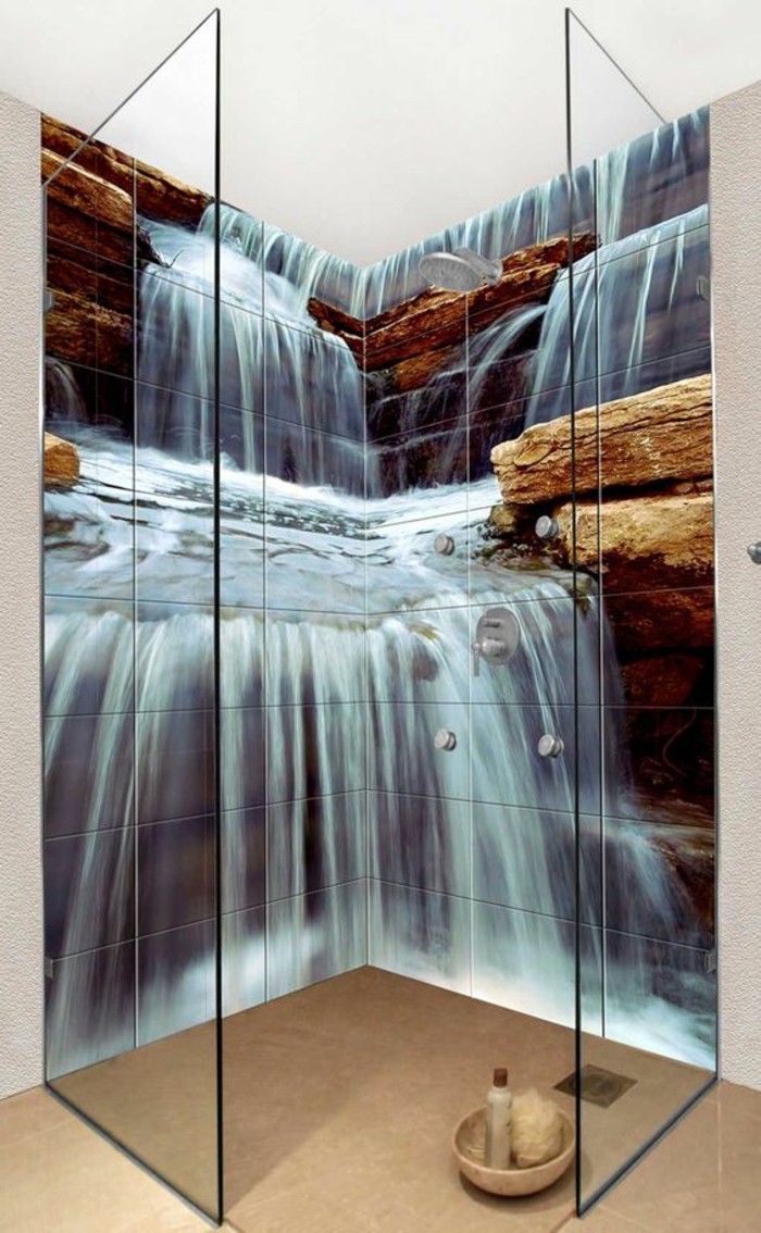Wandtattoo-Badezimmer-mit-einem-Wasserfall