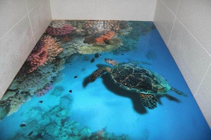 Wandtattoo-Badezimmer-wie-schwimmende-Wasserkröte