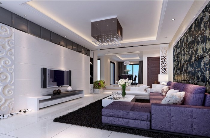 Wohnzimmer-lila-Ein-kreatives-Design