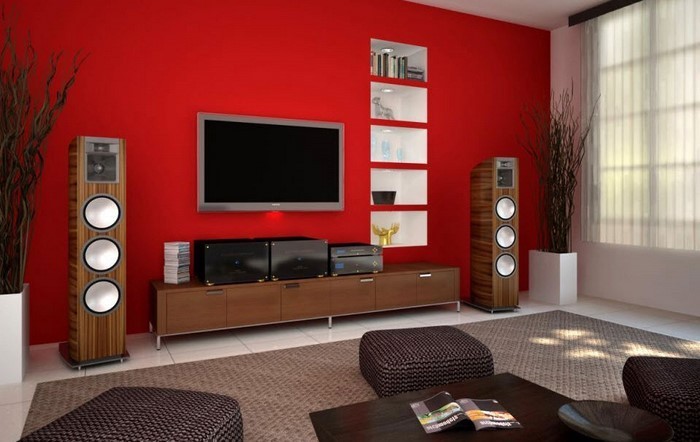 Wohnzimmer-rot-Eine-auffällige-Ausstattung