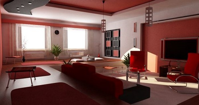 Wohnzimmer-rot-Eine-verblüffende-Atmosphäre