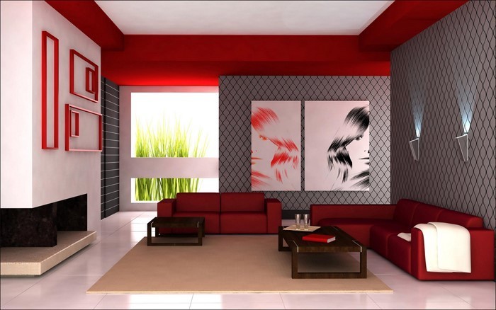 Wohnzimmer-rot-Eine-verblüffende-Ausstattung
