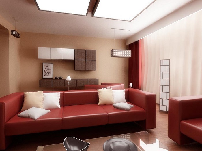 Wohnzimmer-rot-Eine-verblüffende-Dekoration