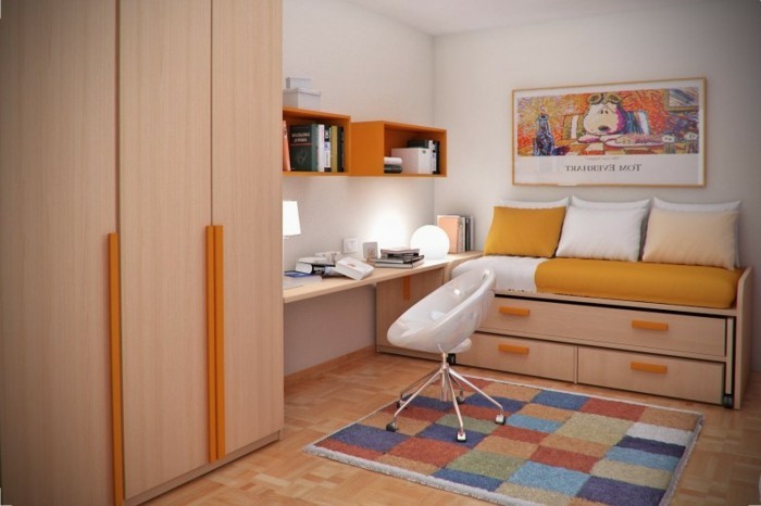 kleines-Zimmer-einrichten-in-oranger-Farbe-andere-Ecke