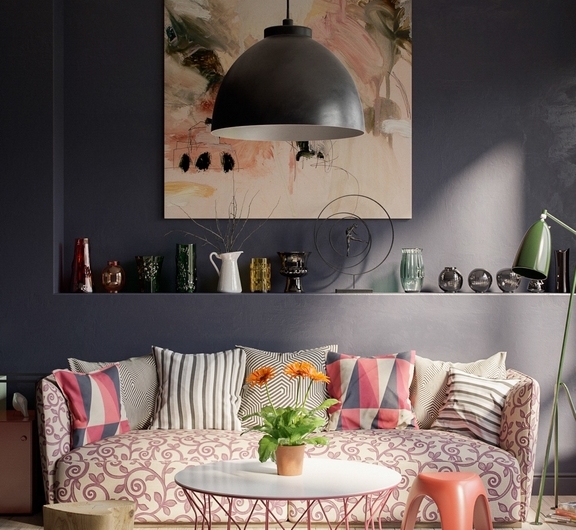 kleines wohnzimmer vorher nachher kleine wohnung einrichten grau und pink gemütlich bilder abstrakt