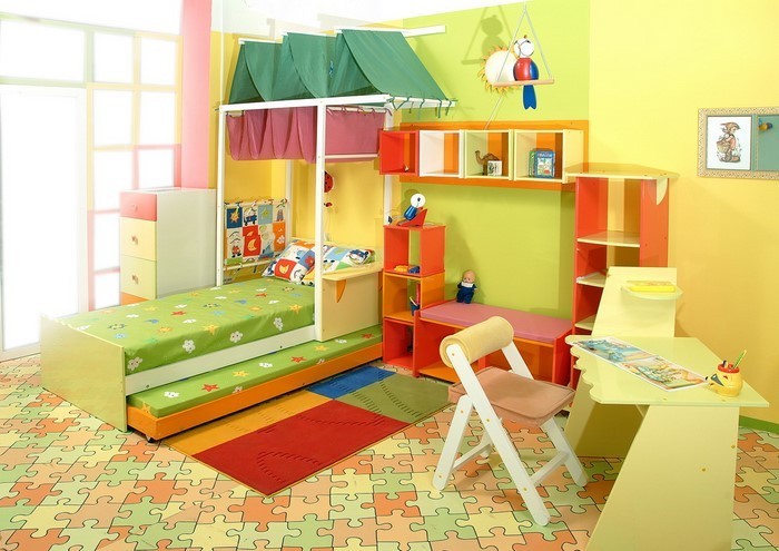 Kinderzimmer-gelb-Eine-moderne-Еinrichtung
