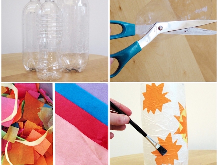 collage diy anleitung schritt für schritt laternen basteln aus plastikflaschen leicht und schnell