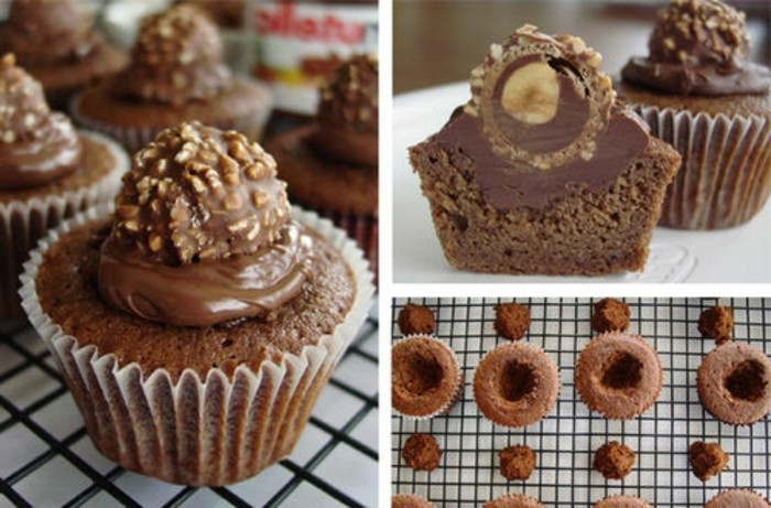 muffins-dekorieren-ideen-ferrero-muffins-verzieren-schokolade