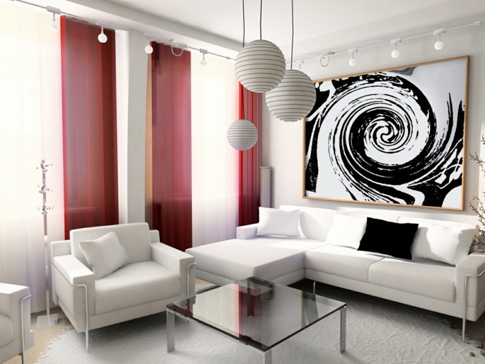 wohnzimmer-einrichten-schwarz-weiß-und-rot-klassische-farben-im-wohnzimmer