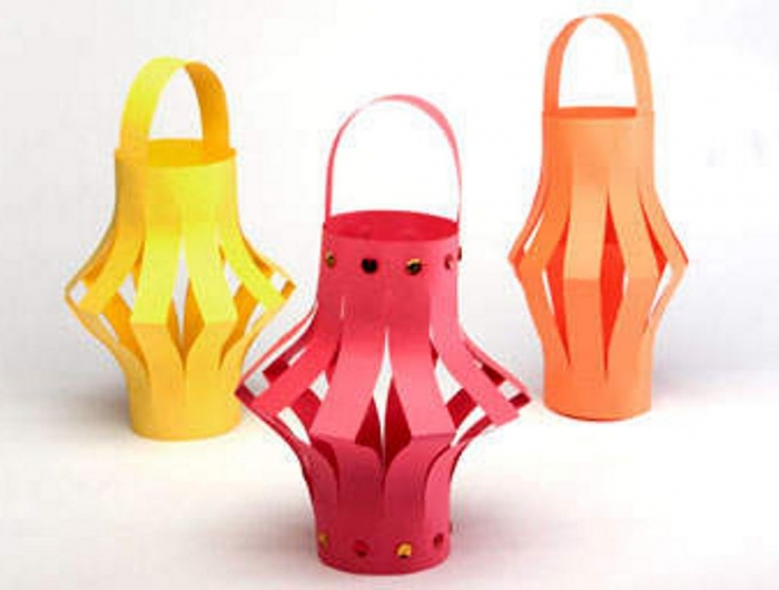 windlicht basteln kinder aus papier chinesische windlichter orange gelb rot