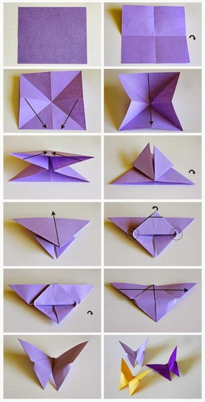 17-wanddeko-selber-machen-bastelvorlage-schmetterling-lila-origami-schmetterlinge-machen