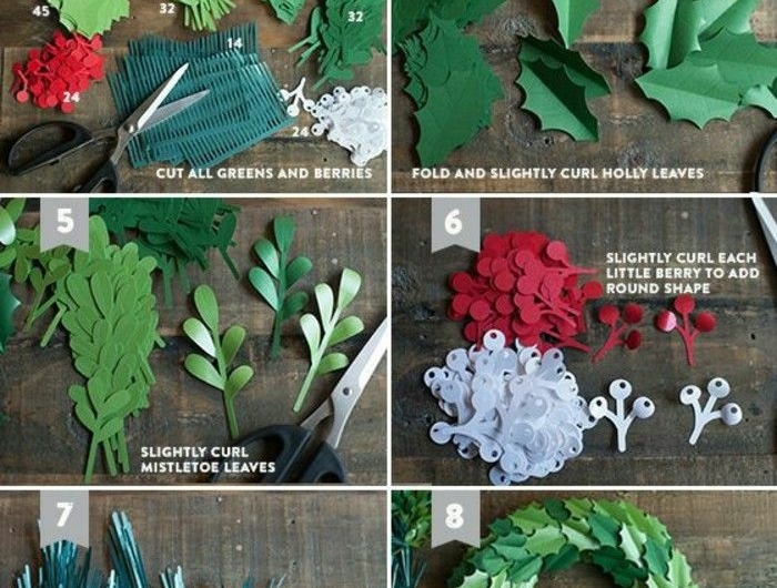 anleitung diy schritt für schritt weihnachtskranz tür selber machen kreative bastelideen weihnachten grüner kranz aus papier