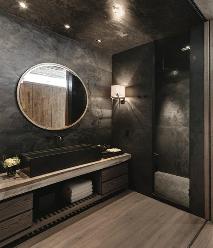 badgestaltung-ideen-traumbader-badezimmer-in-schwarz-mit-rundem-spiegel