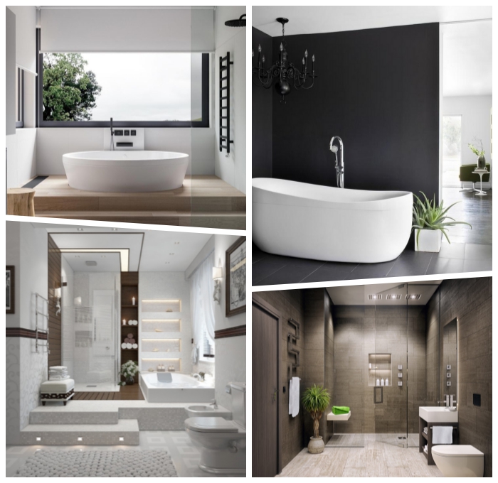 moderne badezimmer einrichtung, designer mäbel fürs bad, freistehende badewannde, badgestaltung ideen
