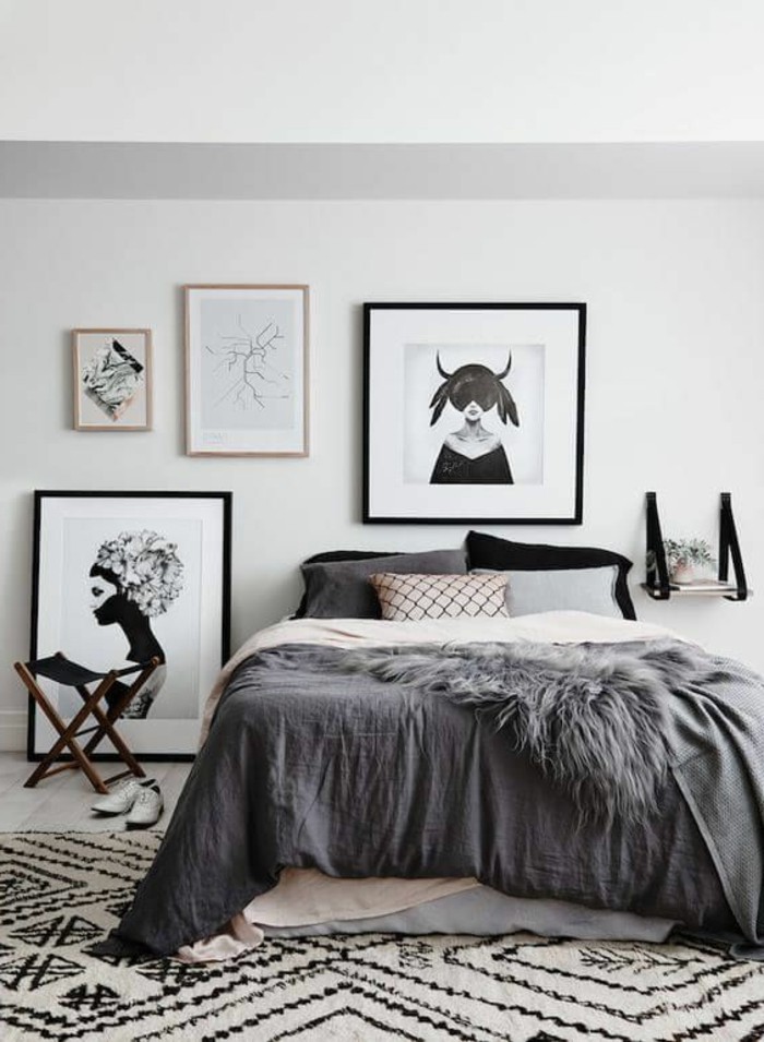 schlafzimmer-dekorieren-in-schwarz-und-weiss-bilder-bett