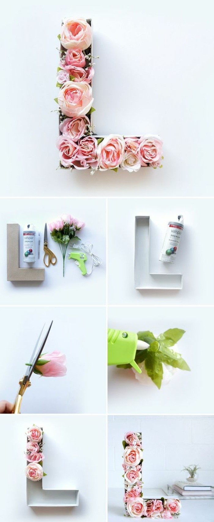 wanddeko-selber-machen-fruhlingsdeko-basteln-buchstabe-mit-rosen-dekorieren