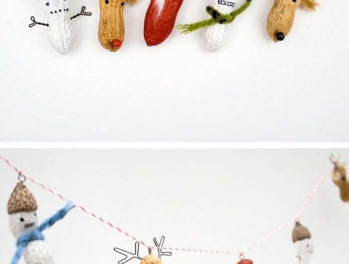 basteln mit erdnüssen weihnachtsbaumschmuck basteln kreative bastelideen für kinder aufgehängte dekoration weihnachten