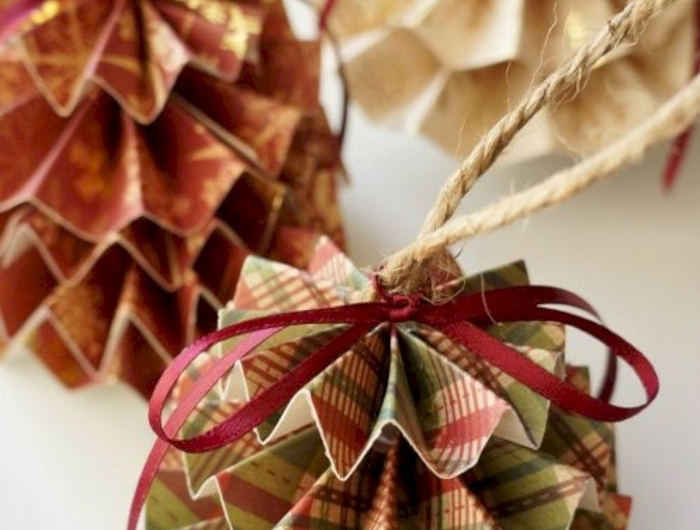 basteln weihnachten papier kreative ornamente weihnachtsbaum selber machen bastelideen tannenbaum