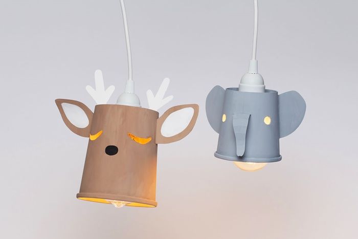 deckenlampe selber bauen diylampenschirme in den form von tieren hirsch elefant deckeleuchte