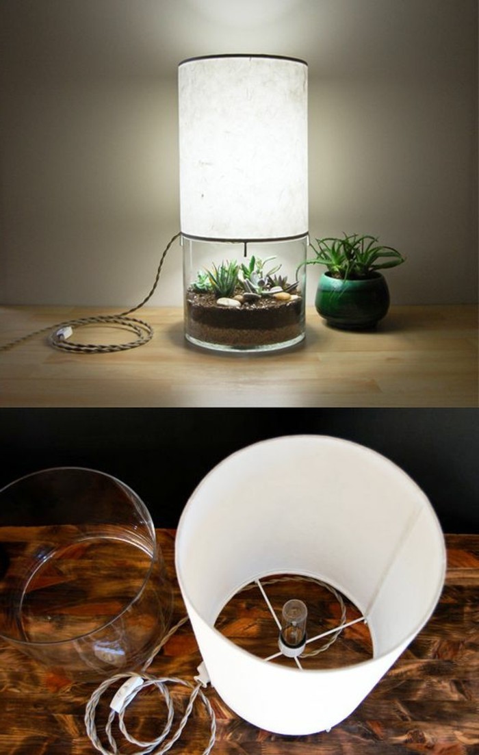 diy-lampe-weiser-lampenschirm-grunen-blumentopf-pflanzen