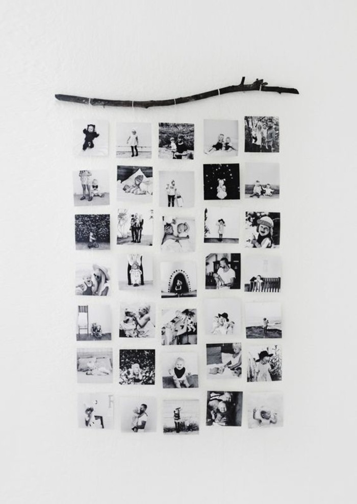fotowand-ideen-ast-schwarz-weise-fotos-collage-weise-wand