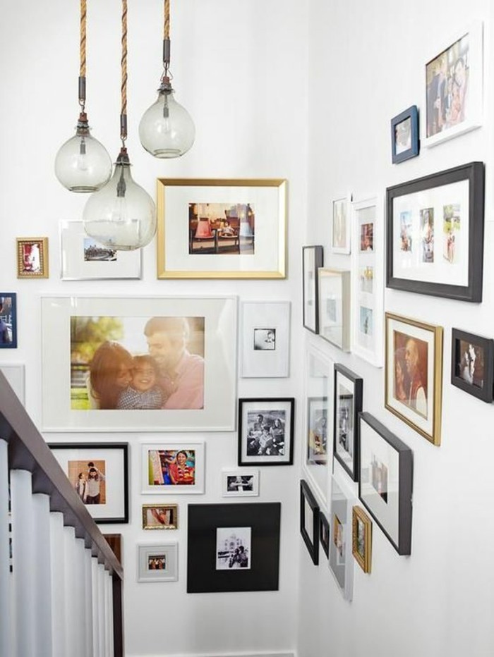 fotowand-ideen-familienfotos-lampen-treppe-weise-wande