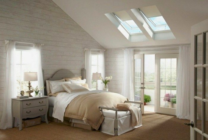 Velux Dachfenster Sonnenschutz im Schlafzimmer Rollos