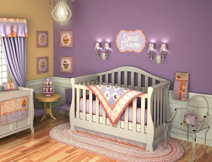 Fetching Pink Stripes Wall Painting Room Also Black Wooden Ba intended for Baby Nursery purple for Existing Residence - Design Decor