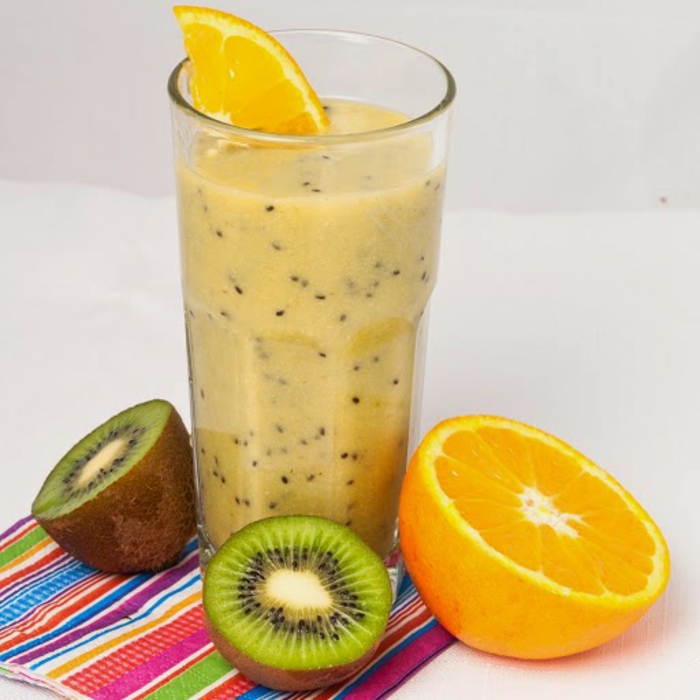 gesunde Smoothie Rezepte mit Kiwi, Weizenkeimen und Orange