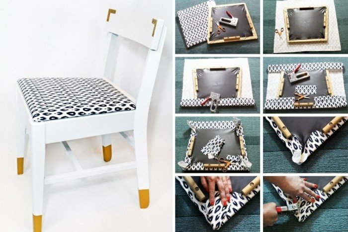 7-möbel-restaurieren-weißer-stuhl-tapezieren-stoff-schere-diy-selber-machen 