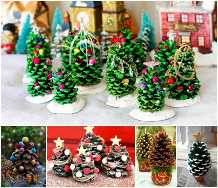 Weihnachtsdeko-mit-tannenzapfen-verschiedene-wälder-aus-zapfen