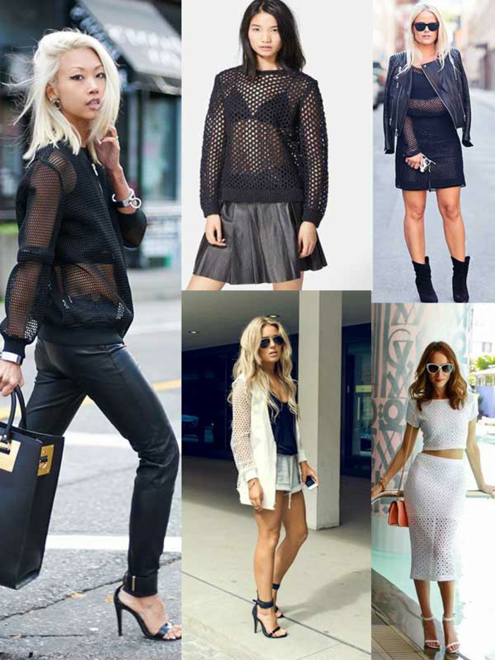 dresscode smart casual schwarz-weiße outfit ideen für trendige frauen blonde und brünette
