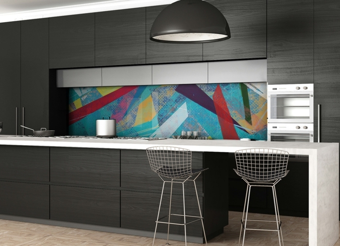 spitzschutz küche folie und glas küchengestaltung in grau farbiges akzent wanddeko kpchendeko
