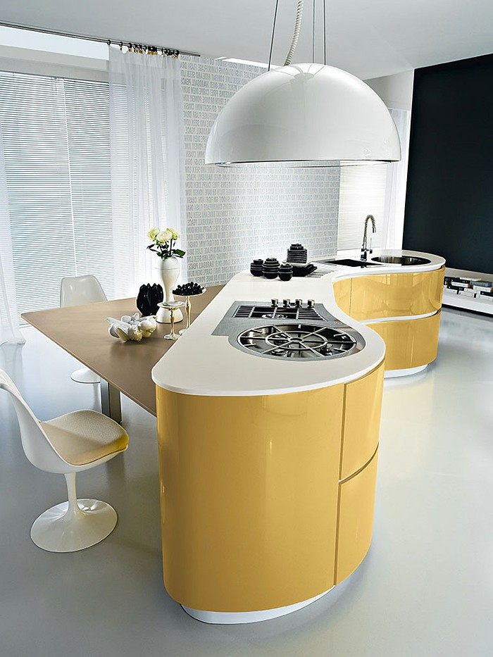 wände-streichen-schwarz-küchenboden-weiß-kochinsel-gelb-gasplatte-ecktisch-weiße-stühle-blumen