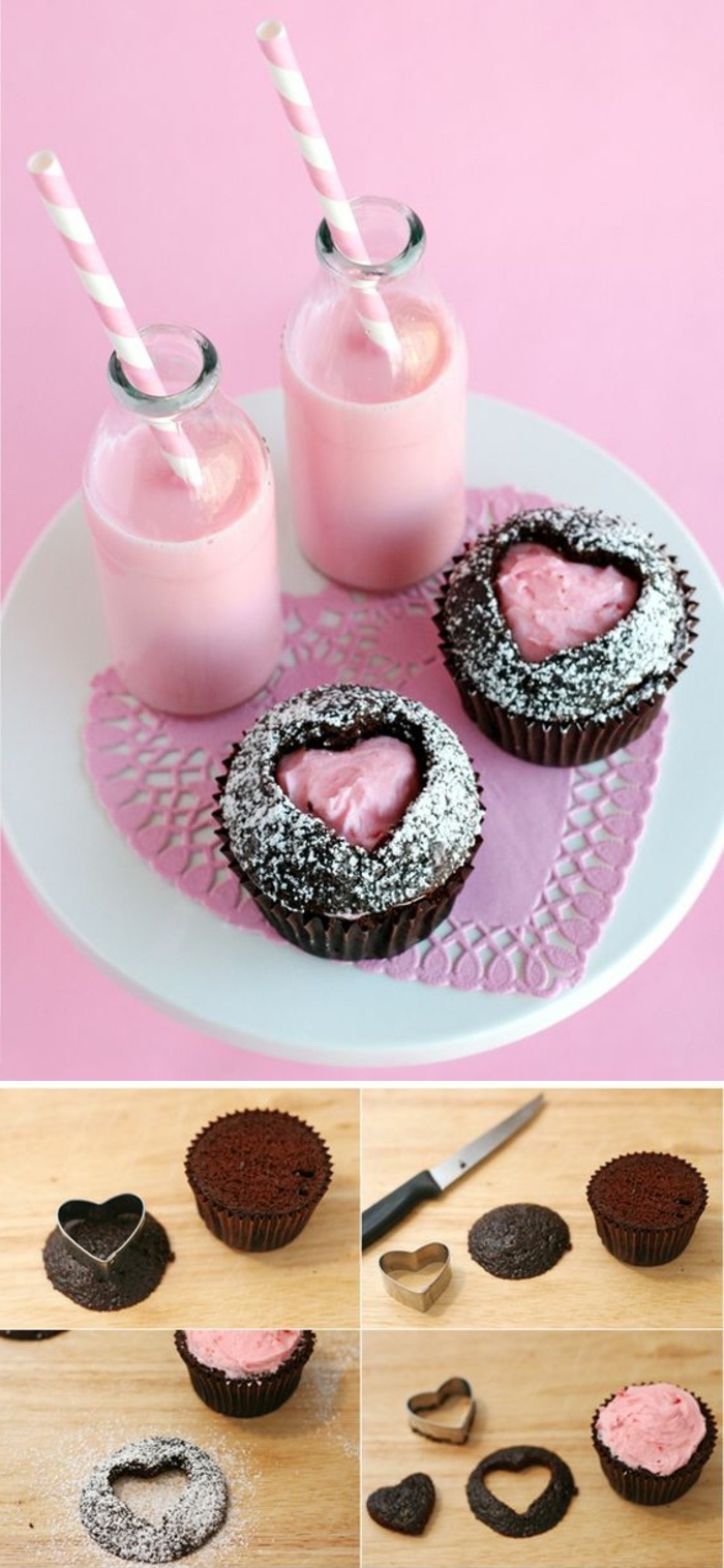 cupcakes dekorieren mit rosa sahne und puderzucker